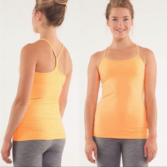 lululemon athletica Tops - Lululemon Power Y Tank in Creamsicle Pop? SZ 6 VGUC